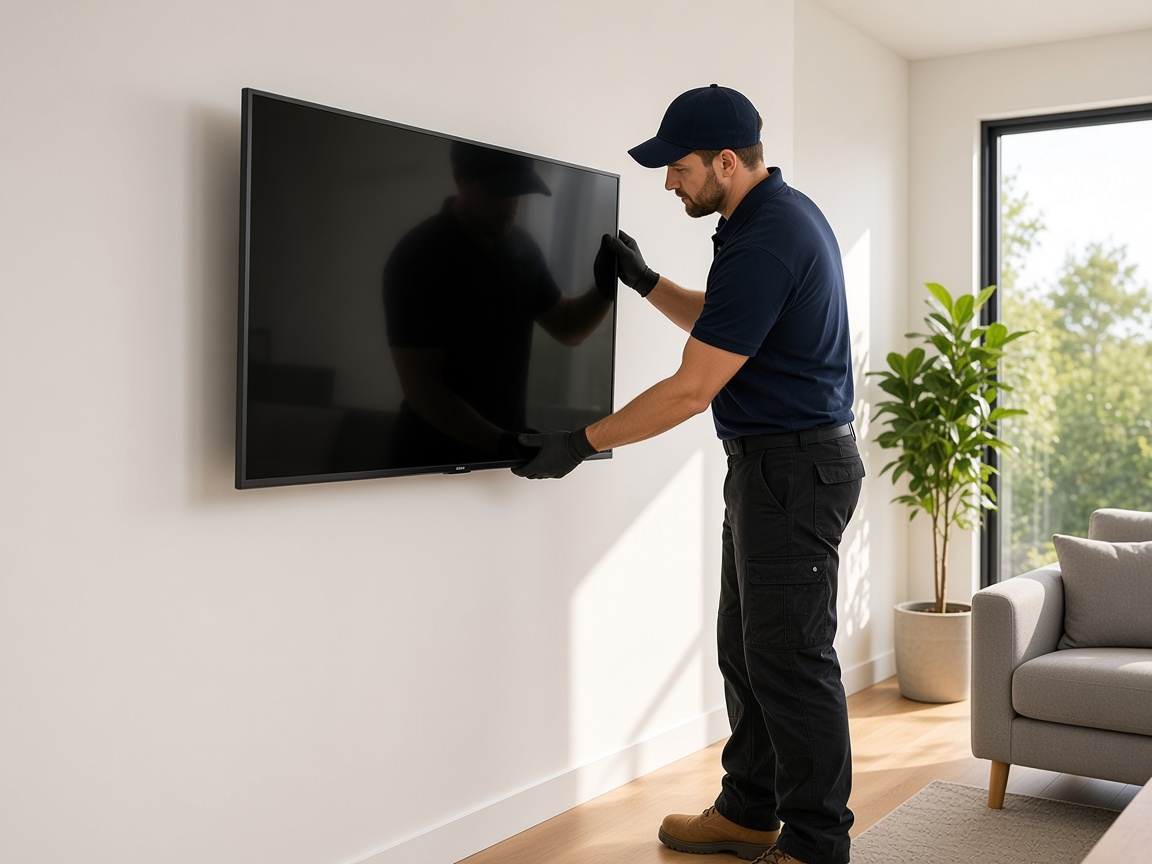 Clean flush TV wall mounting with concealed cabling